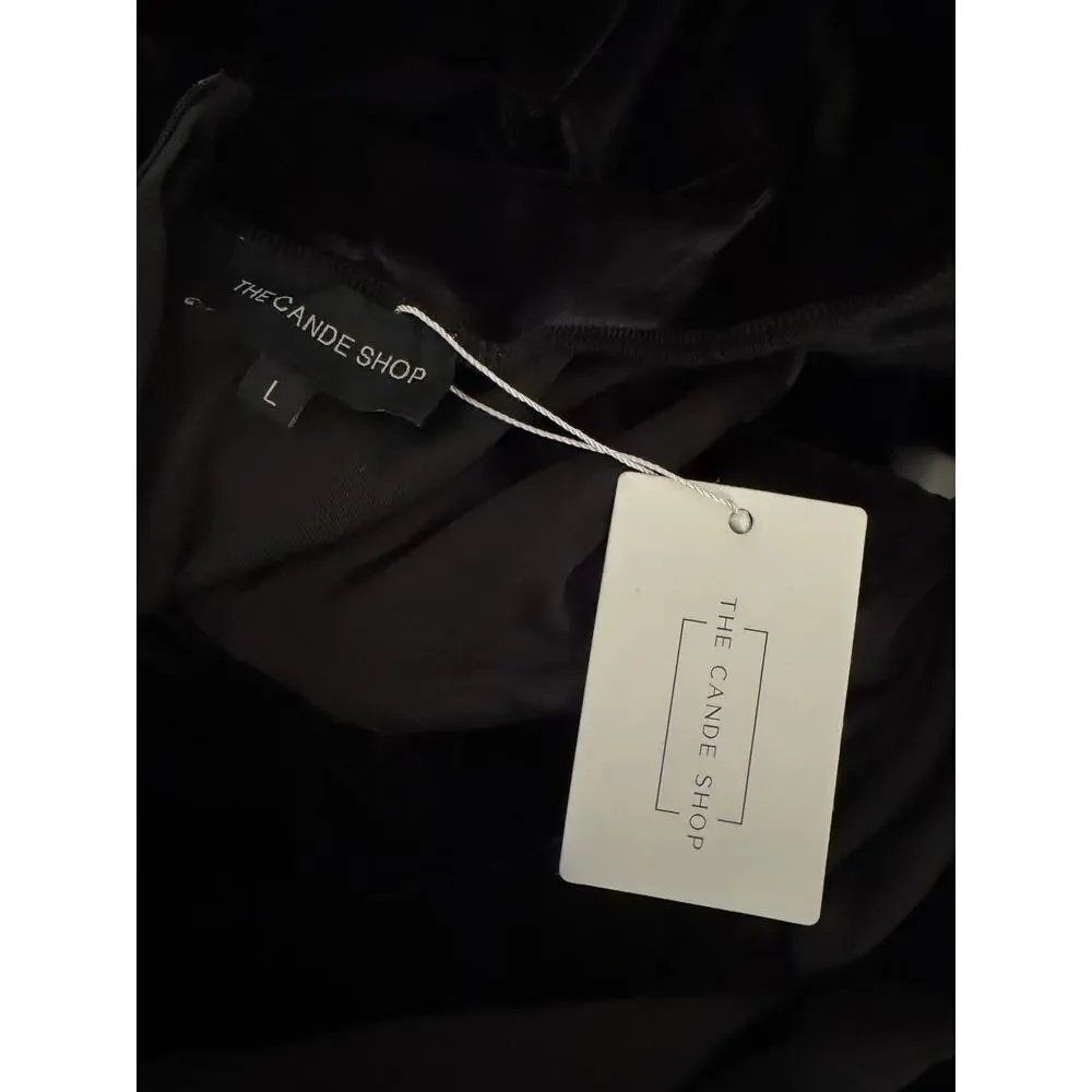 New the Cande shop black velvet cutout jumpsuit sz Large - Picture 7 of 8